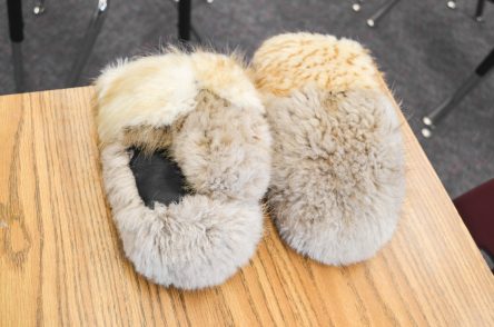 Wolf fur mitts